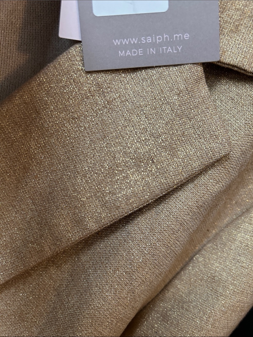 Gold Sparkle Open-Front Linen Blend Blazer Made in Italy - Picture 11 of 12